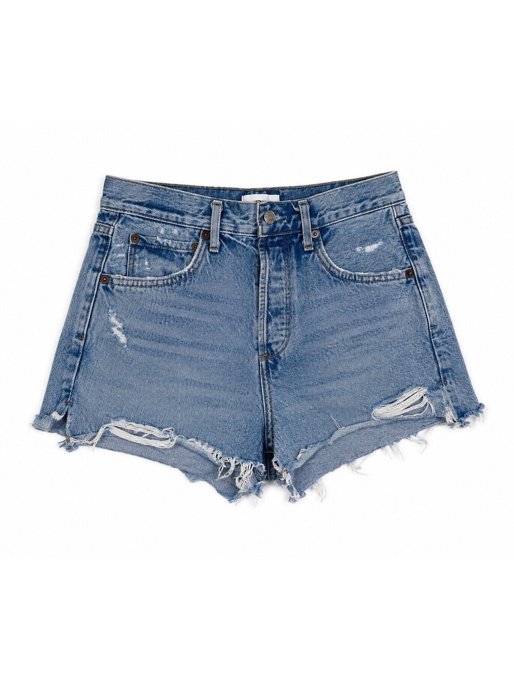 AGOLDE Jaden Distressed High Rise Denim Shorts